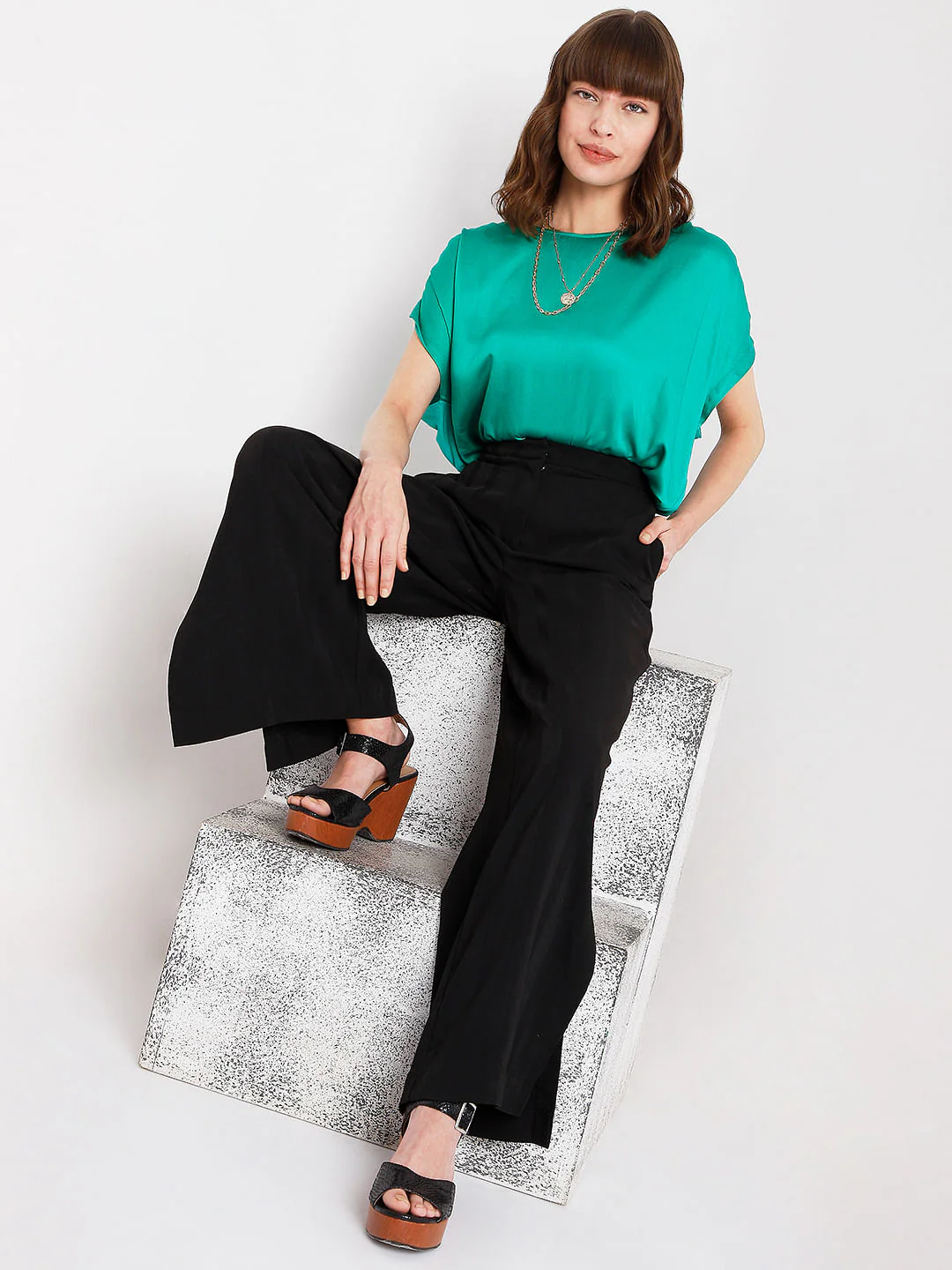 Green Satin Top