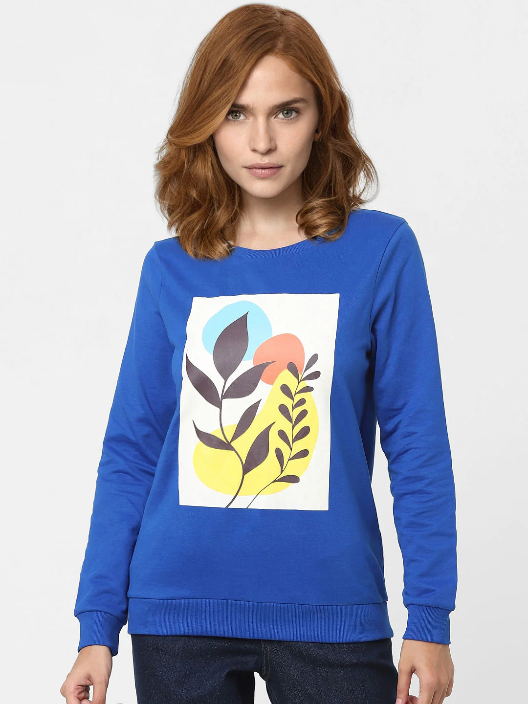 Dark Blue Graphic Print Sweatshirt