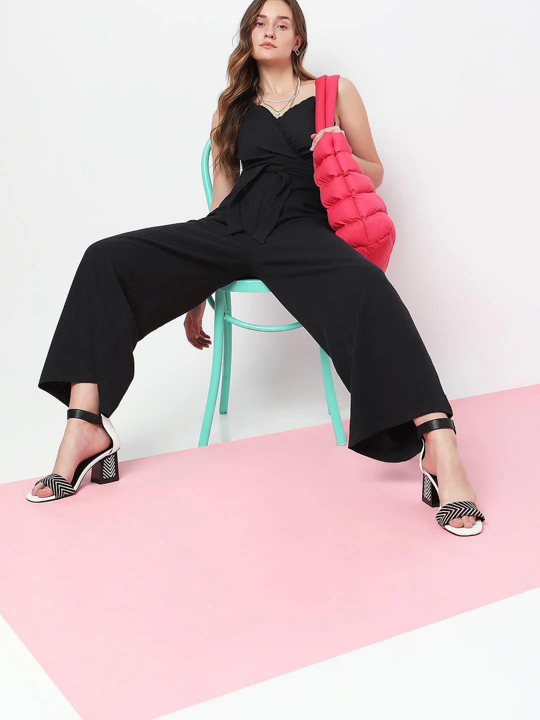 Black High Rise Wide Leg Pants