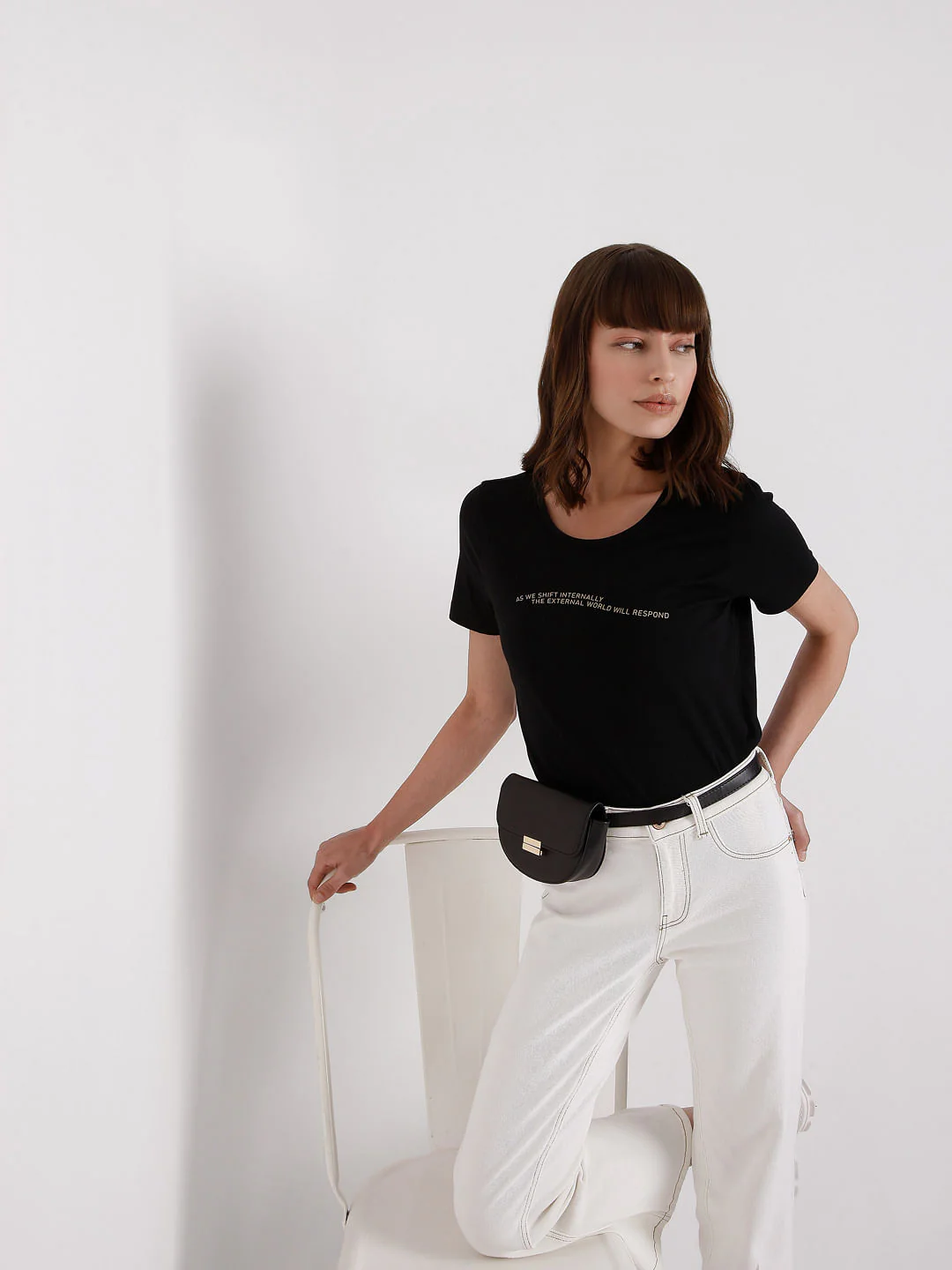 Black Slogan Print T-Shirt