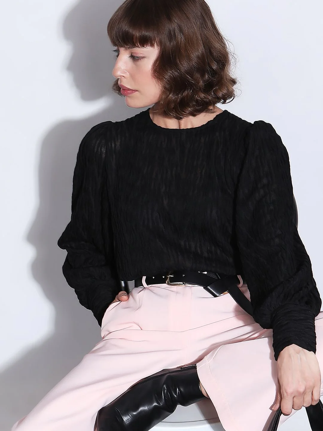 Black Textured Top