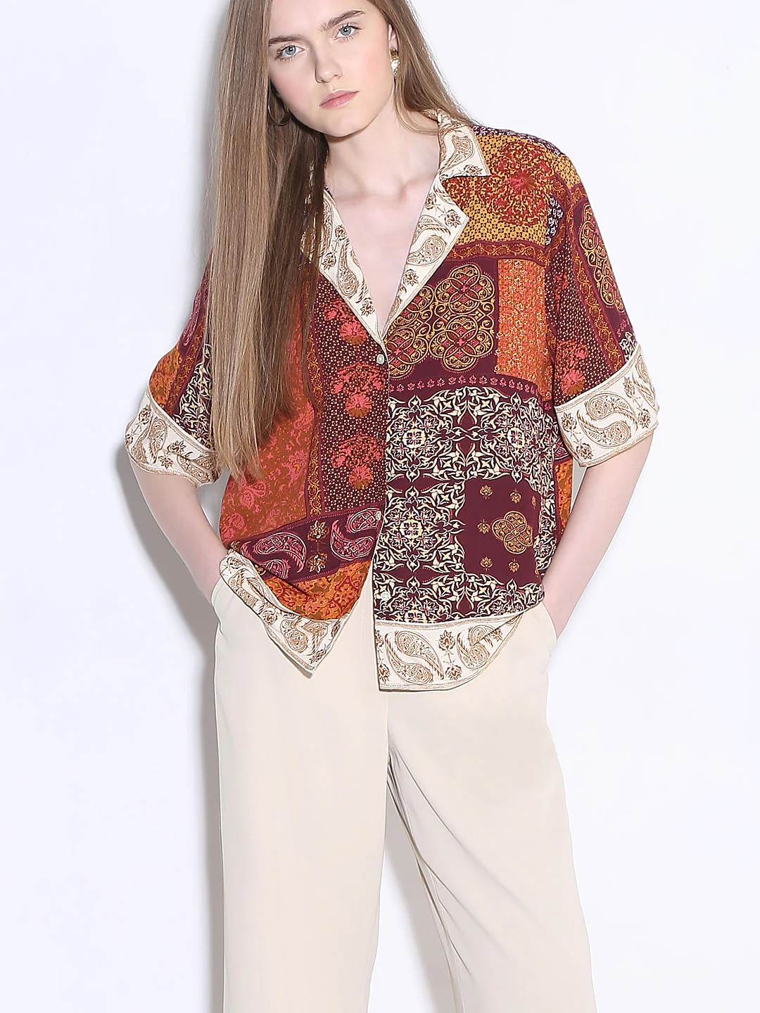 Orange Printed Shirt