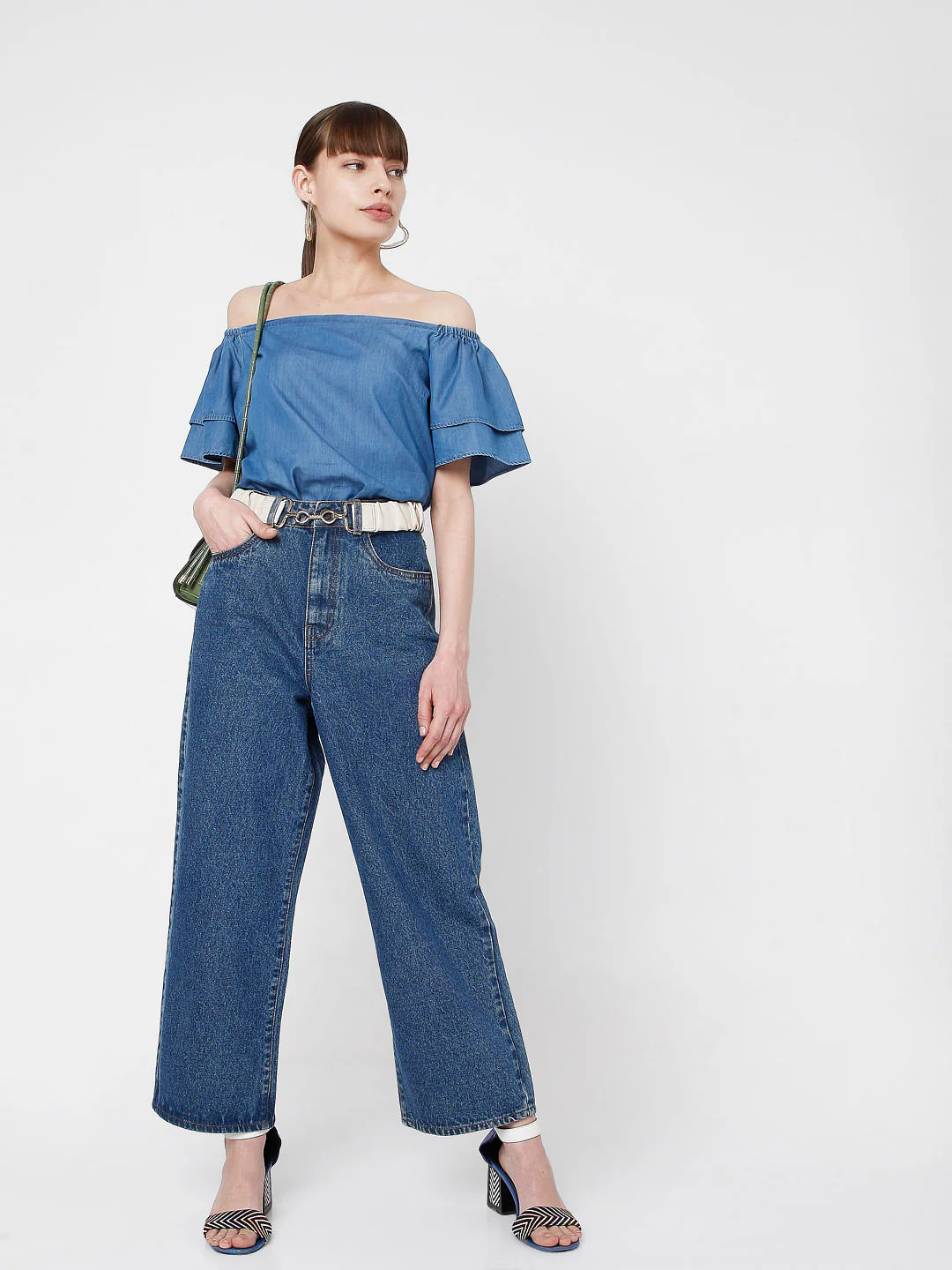 Blue Denim Off Shoulder Top