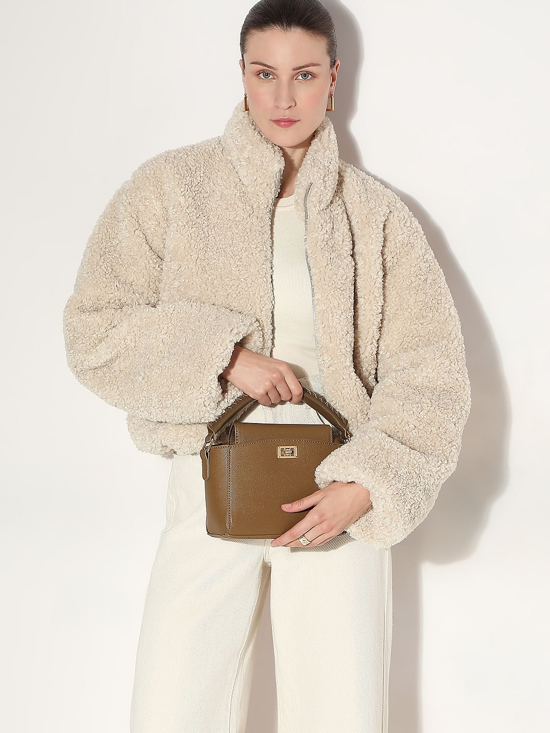 Beige Short Teddy Jacket