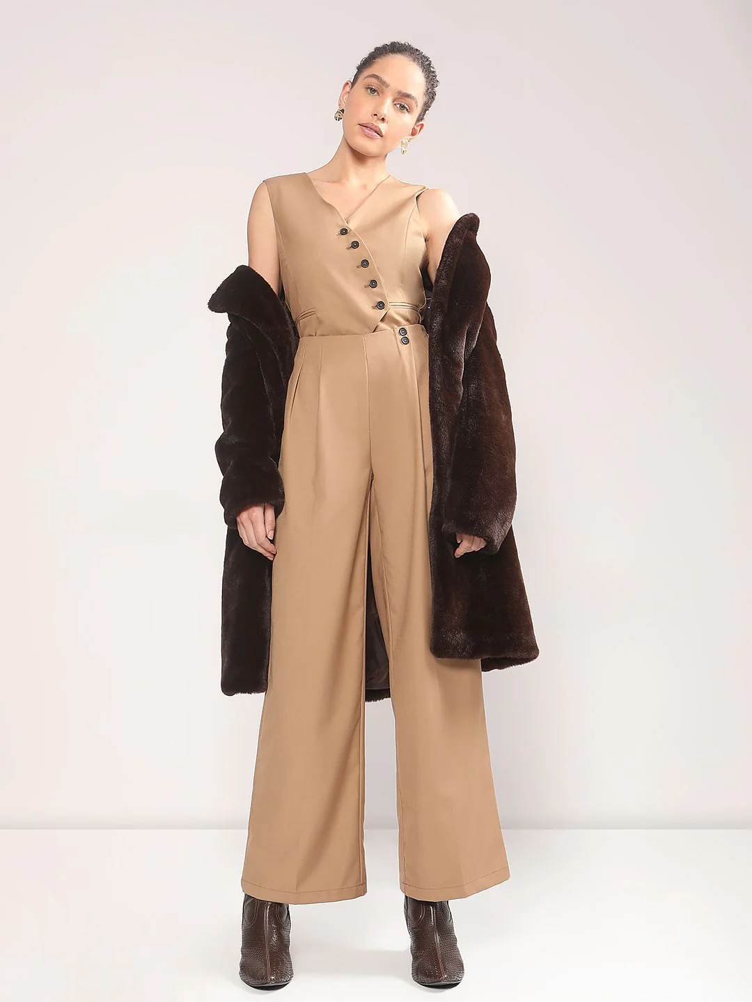 Beige Wide Leg Pant