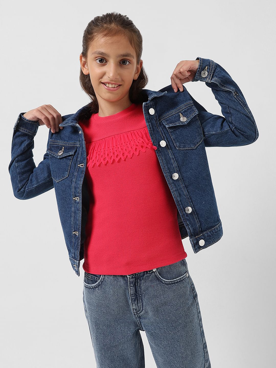 Girl Red Ribbed Top