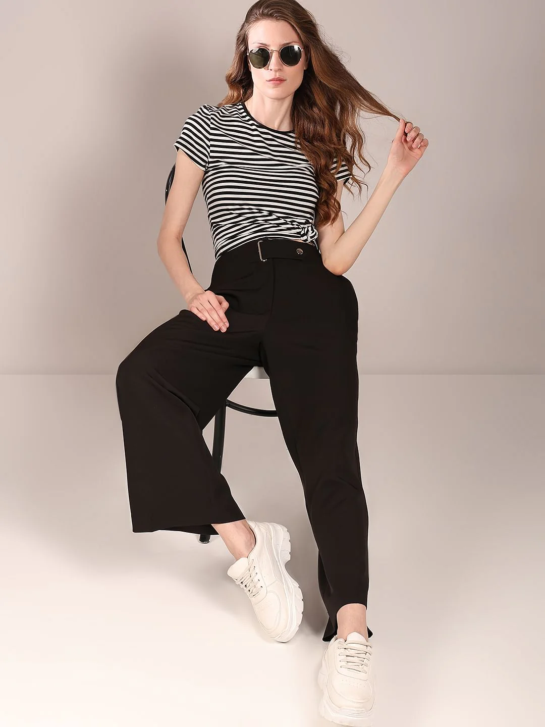 Black High Rise Wide Leg Pants