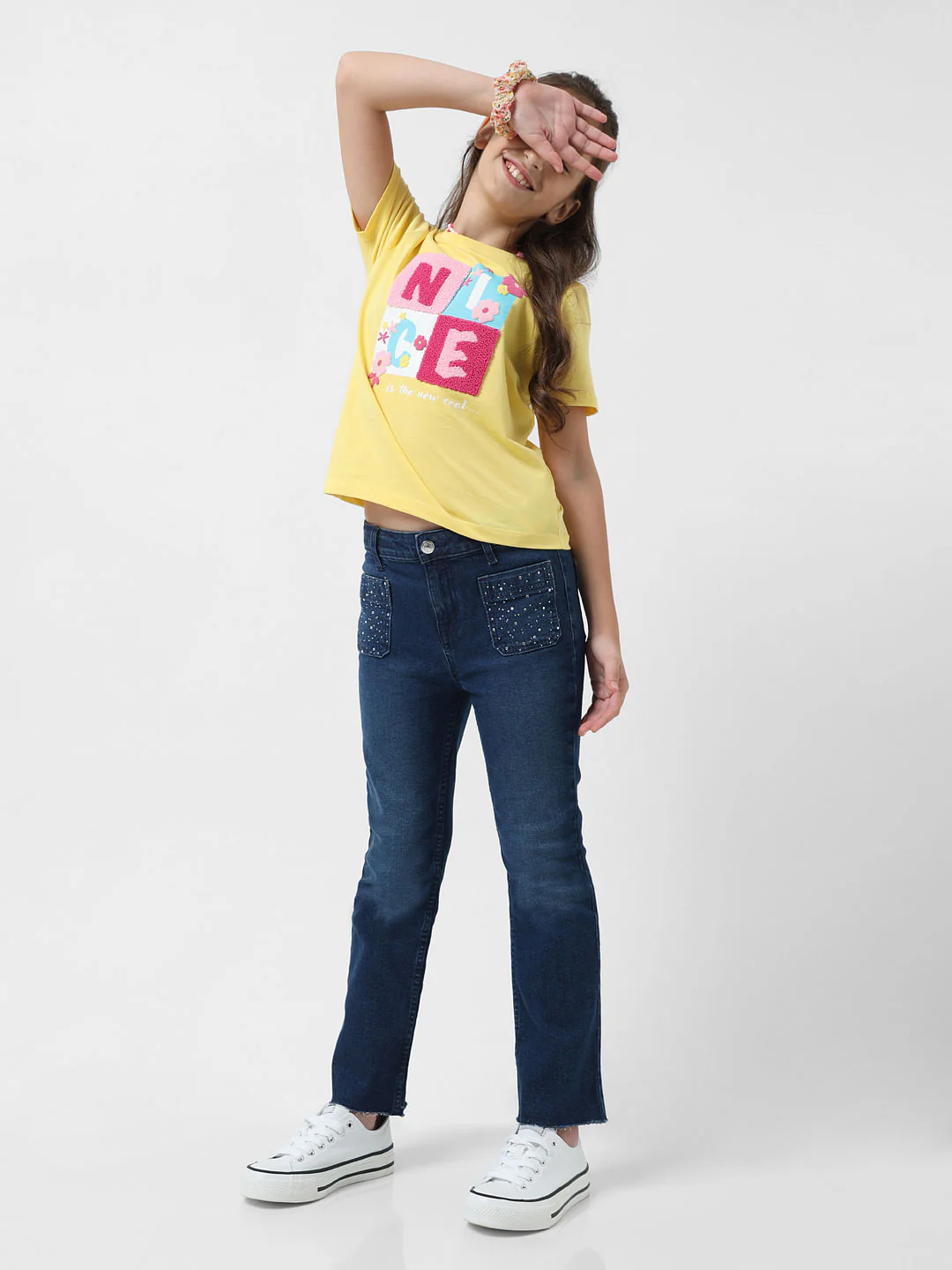 Girl Blue High Rise Straight Fit Jeans