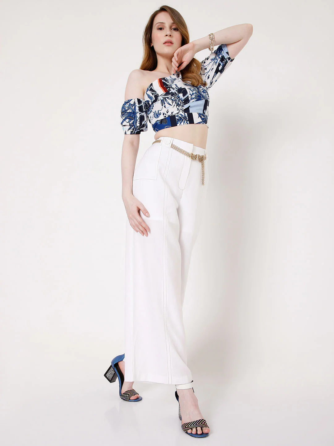 White High Rise Wide Leg Pants