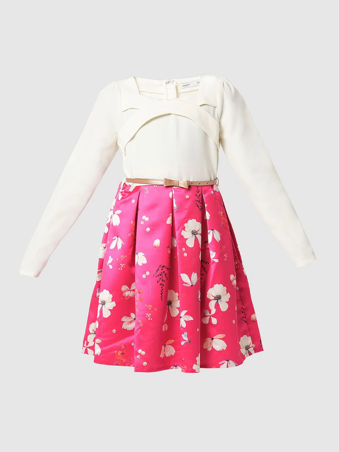 Girl Pink Colourblocked Fit & Flare Dress - Image 6