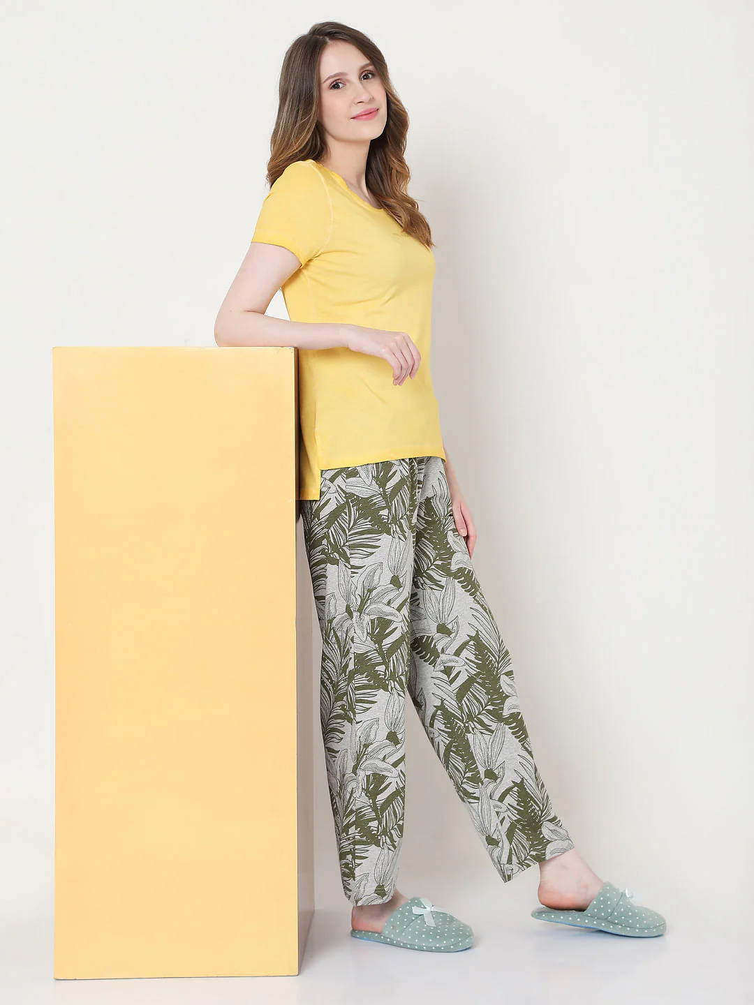 Yellow & Green T-Shirt & Pyjama Set