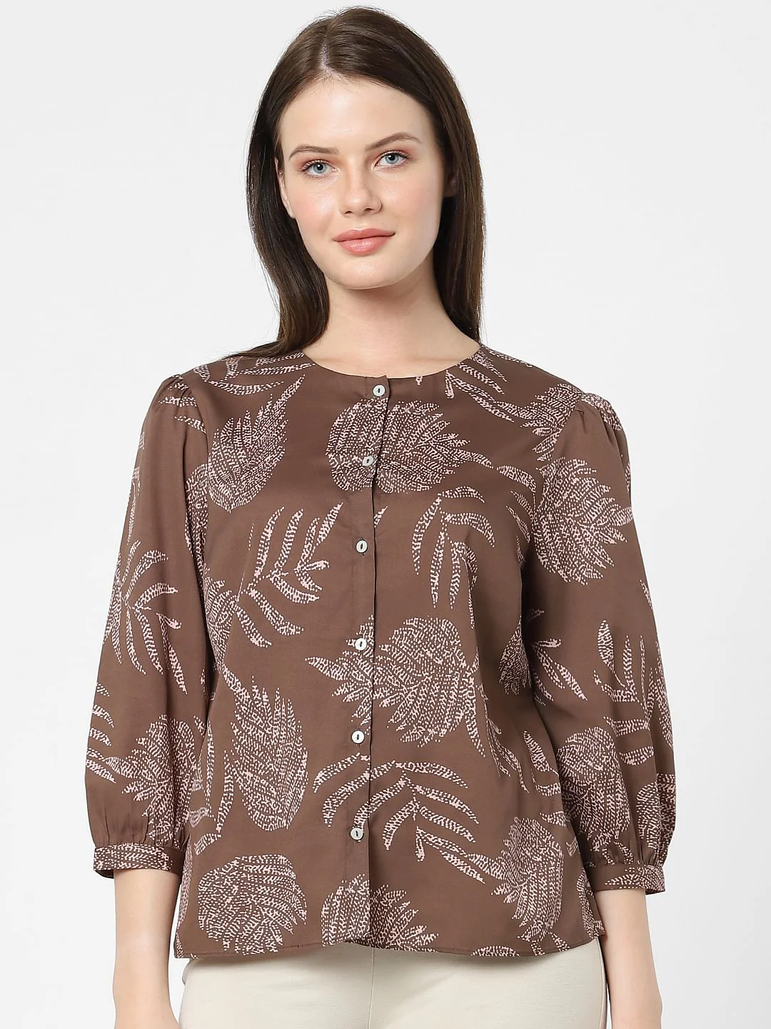 Dull Brown Printed Top