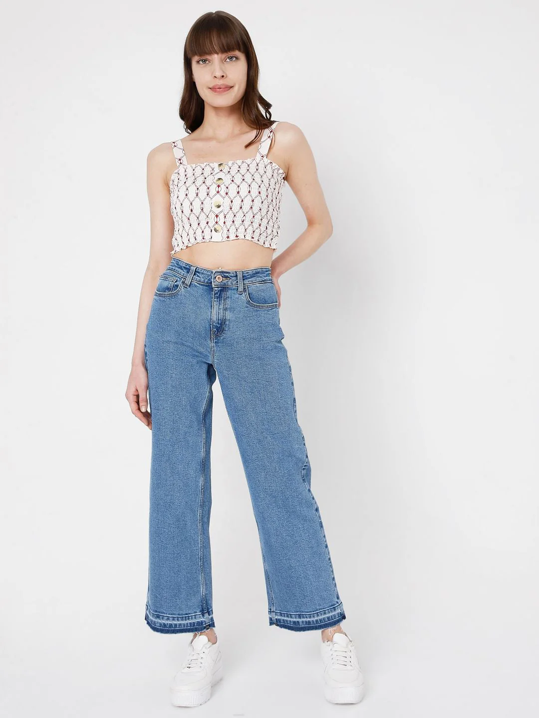White Printed Crop Top - Image 5
