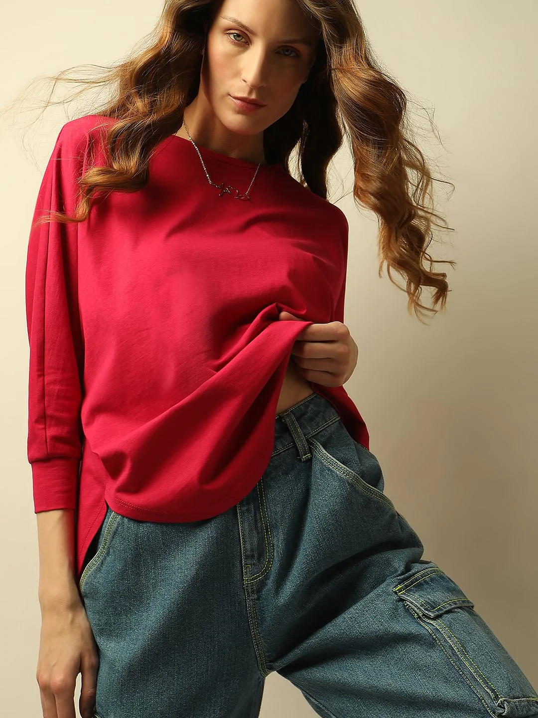 Dark Pink Cotton T-Shirt