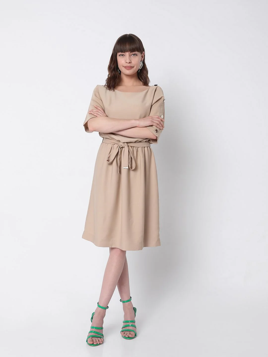 Brown Fit & Flare Dress