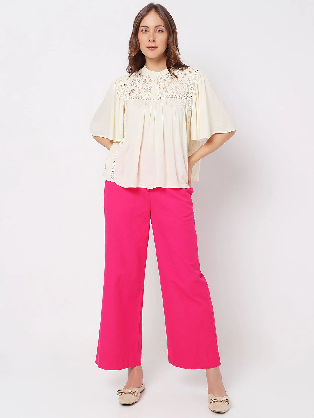 Cream Lace Flared Top - Image 5