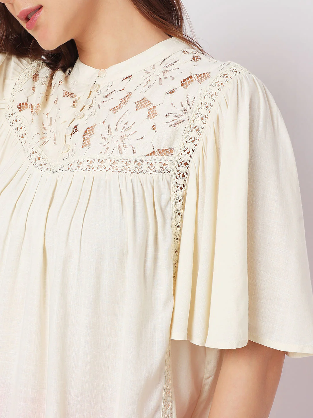 Cream Lace Flared Top - Image 6