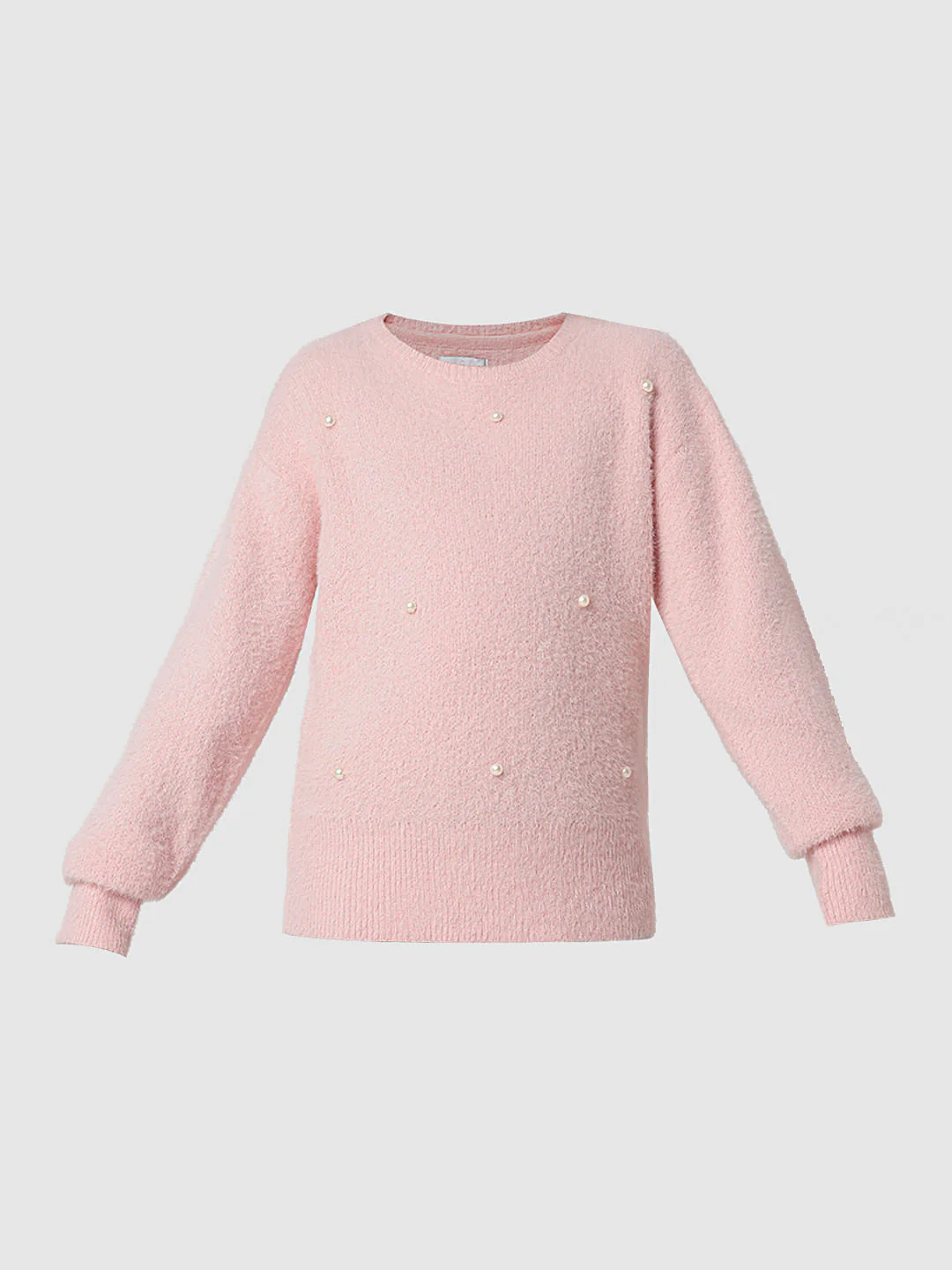 Girl Pink Pearl Embellished Sweater - Image 7