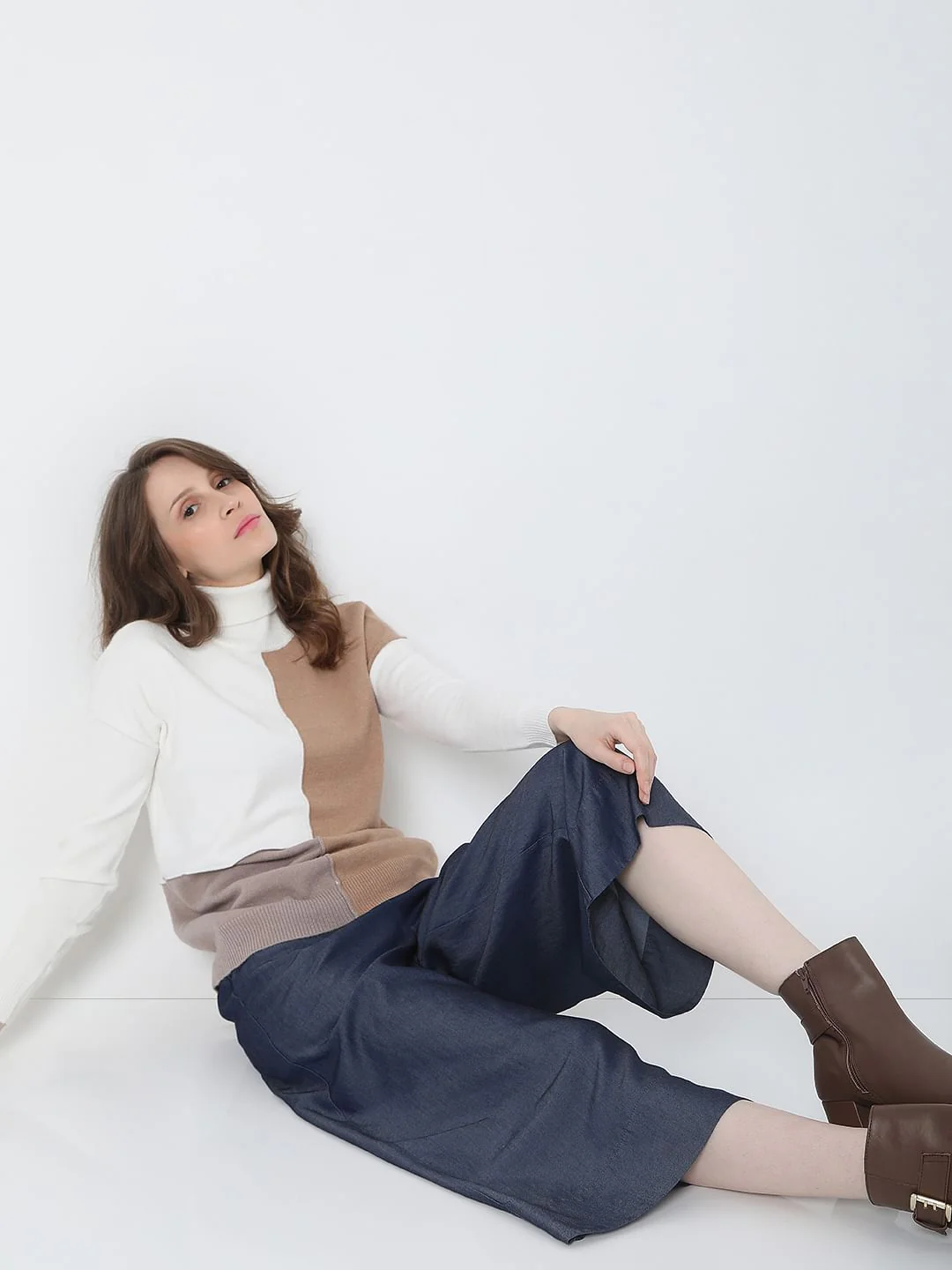 Blue Mid Rise Denim Culottes