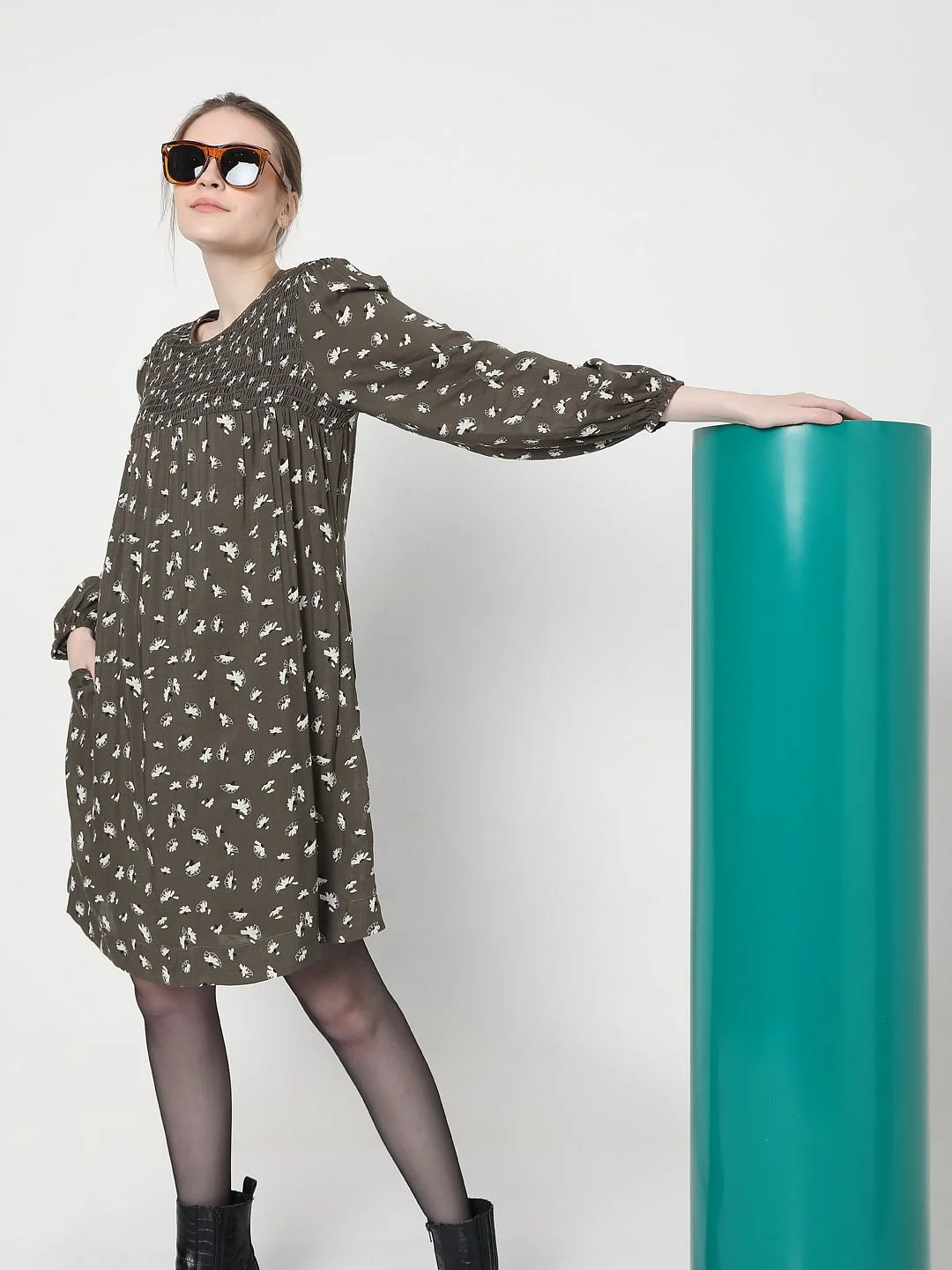 Green Floral Shift Dress
