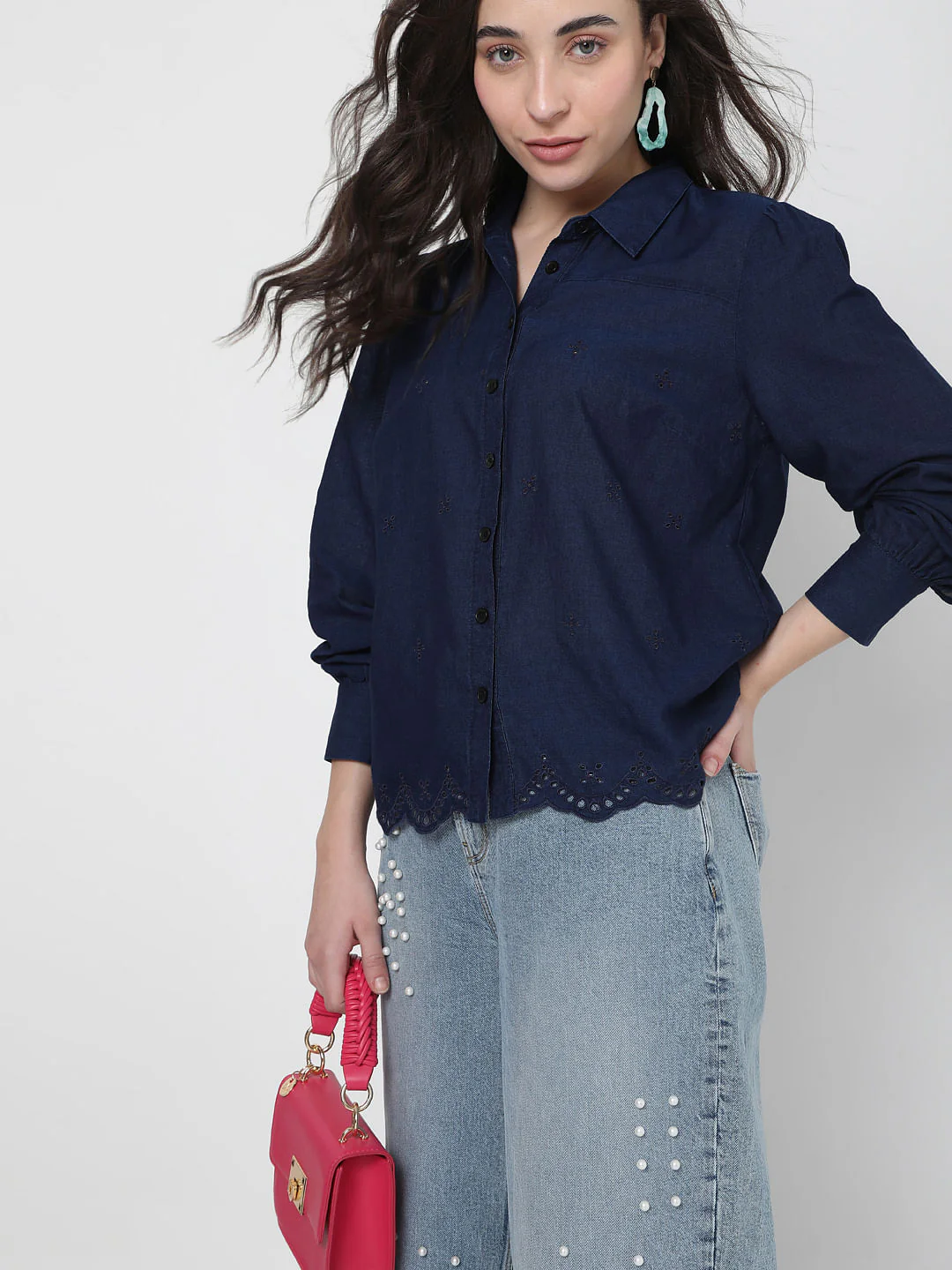 Blue Schiffli Shirt
