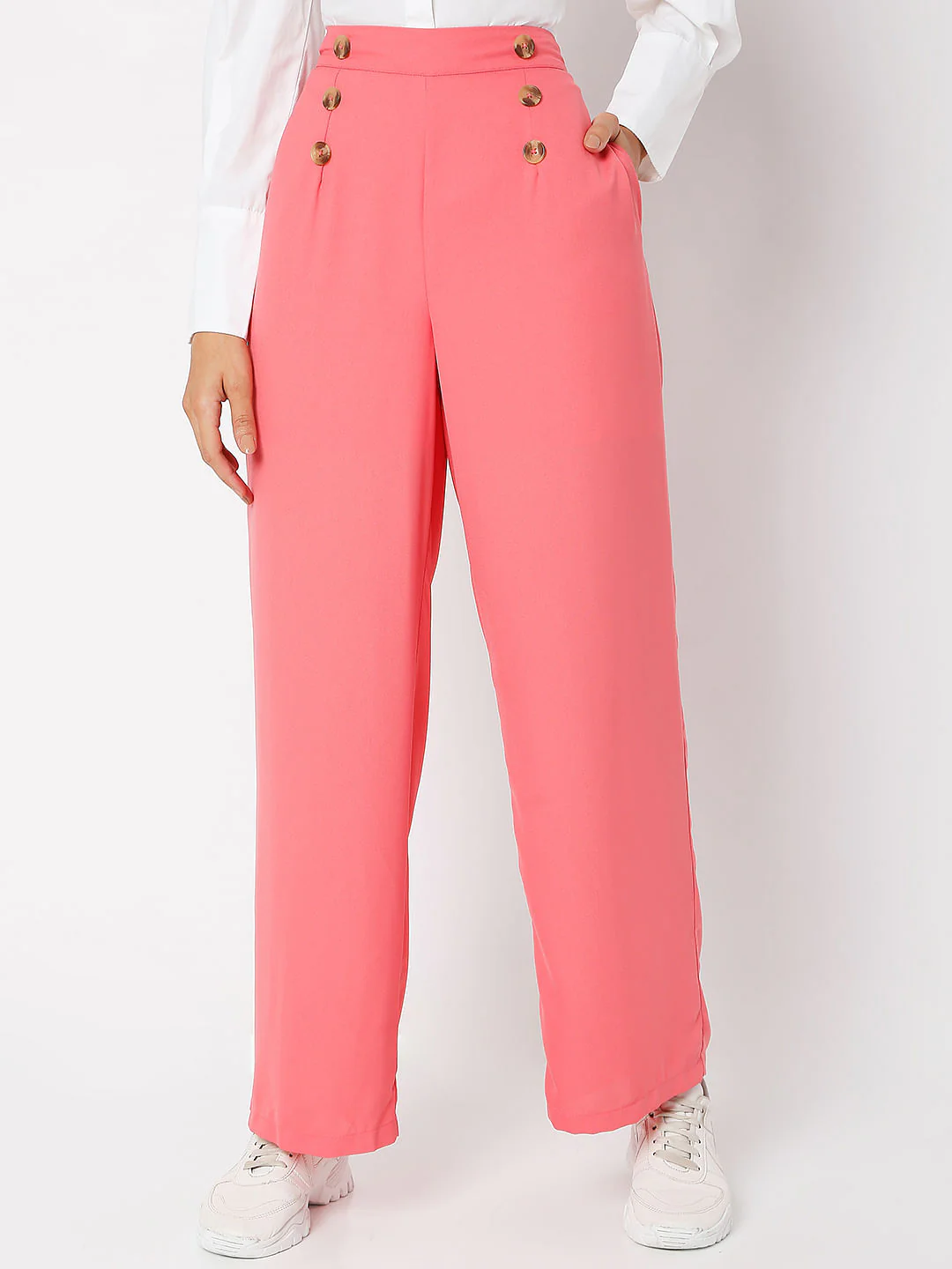 Pink High Rise Flared Pants