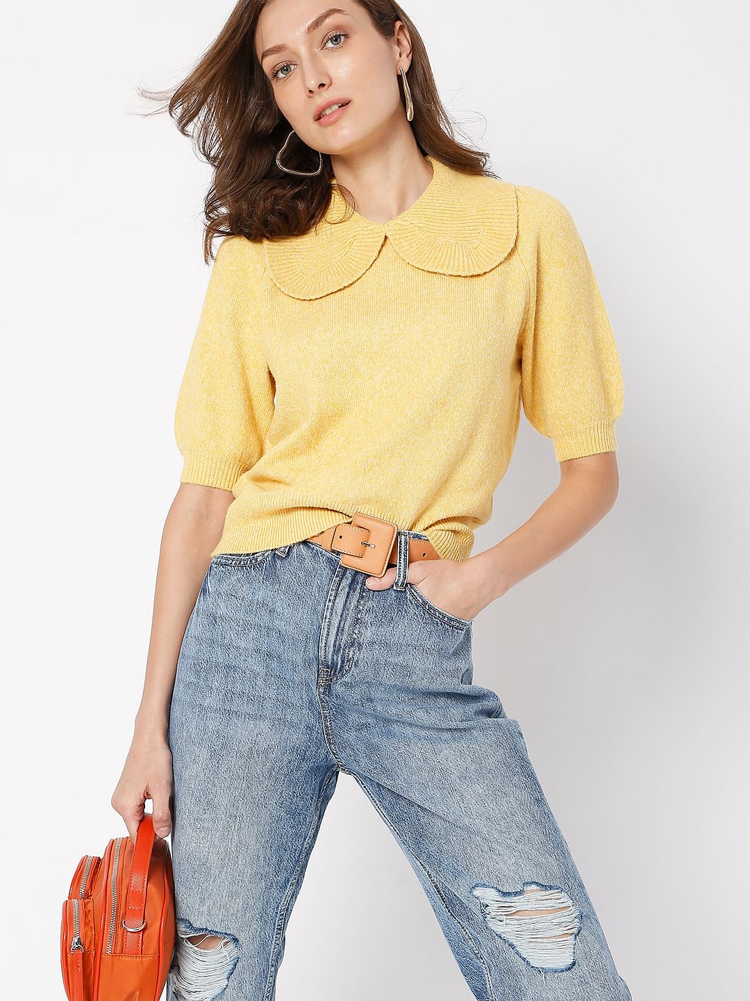 Yellow Peter Pan Collar Top