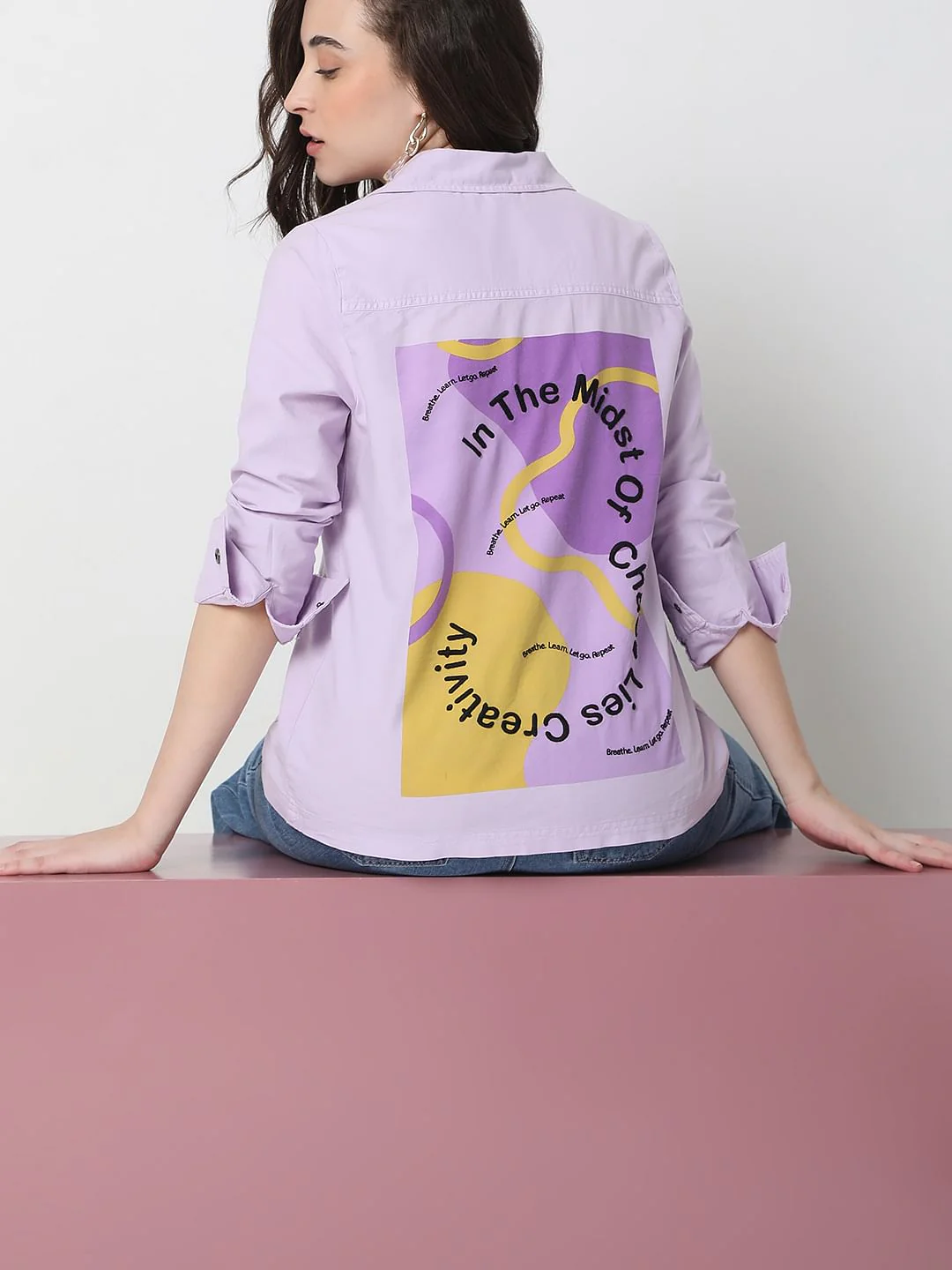 Lilac Graphic Print Co-Ord Set Shirt