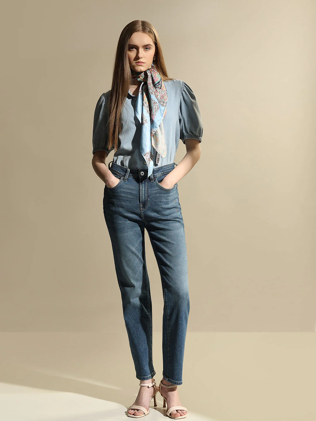 Blue High Rise Jade Straight Fit Jeans
