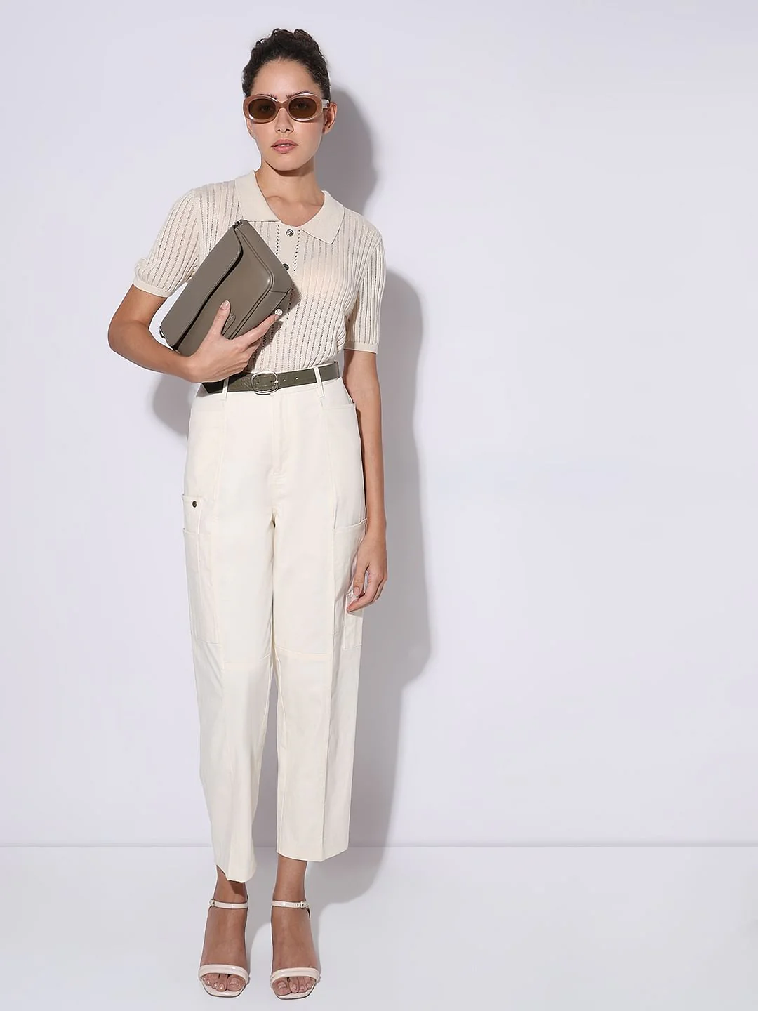 Ecru High Rise Pants