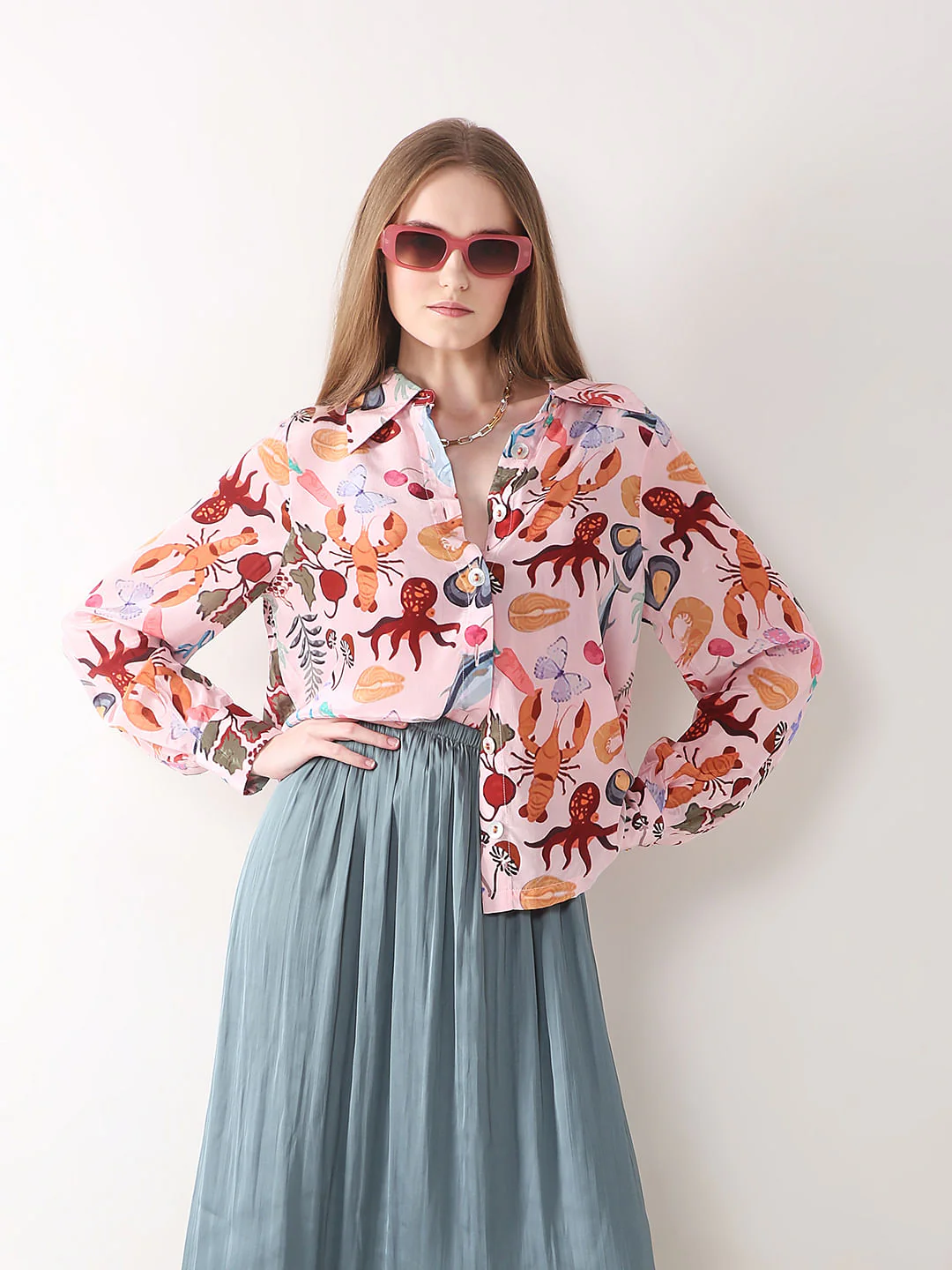 Pink Abstract Print Shirt