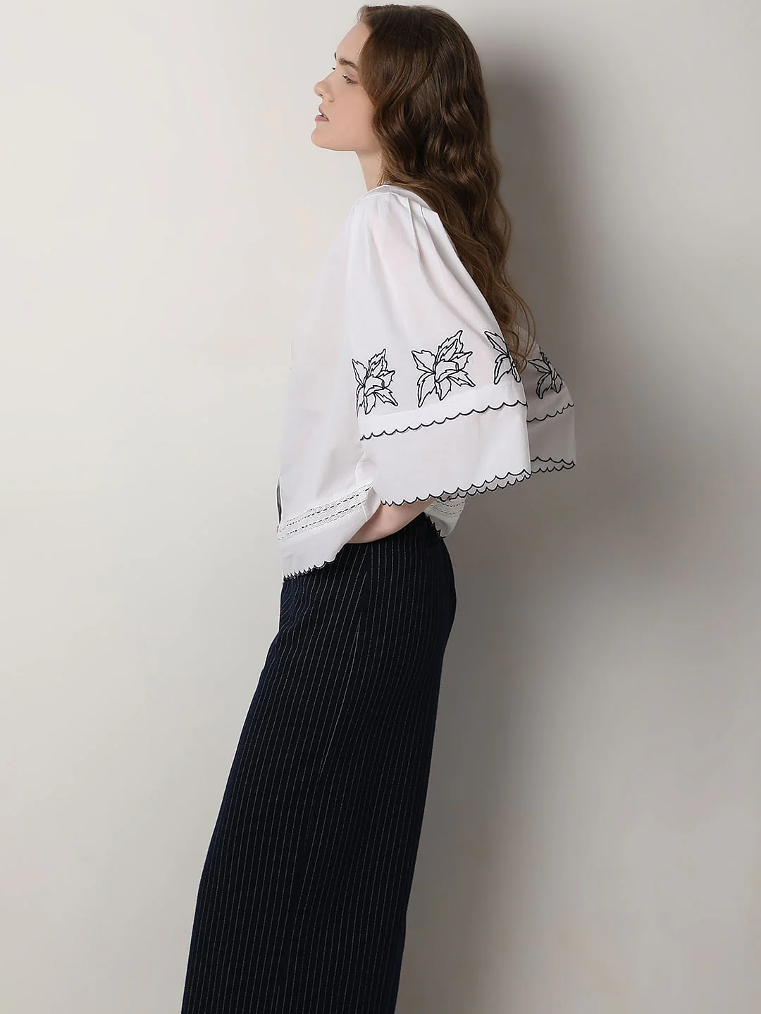 White Embroidered Cotton Shirt