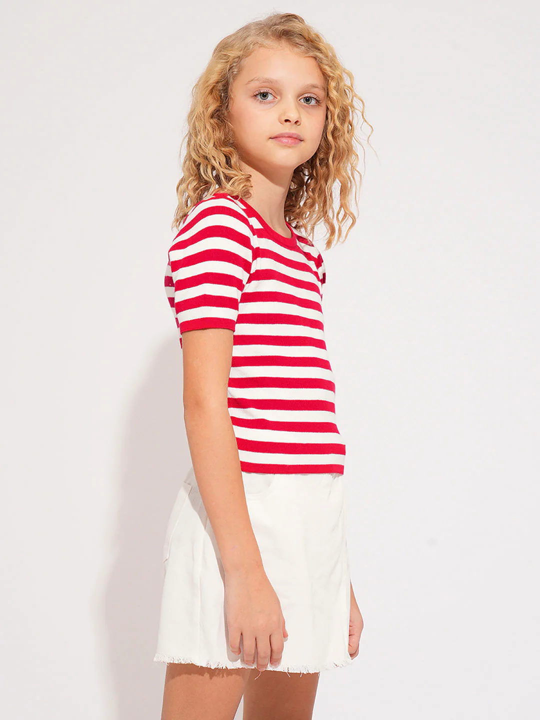 Girls Red Striped Knitted Top - Image 2