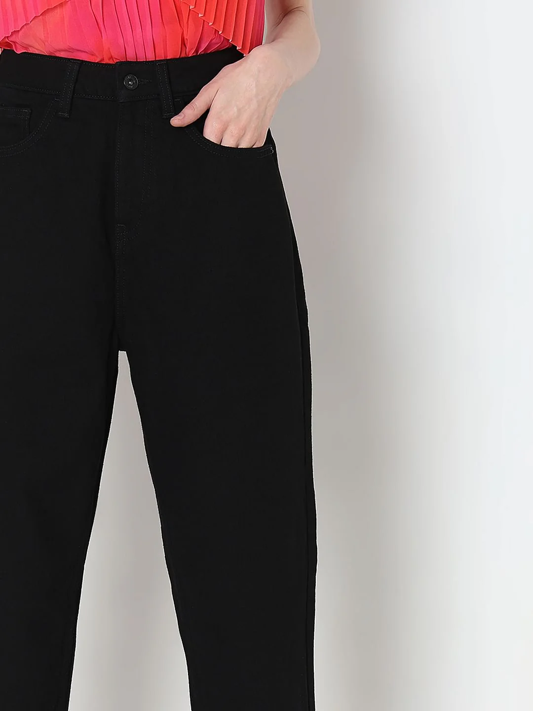 Black High Rise Mom Jeans - Image 6