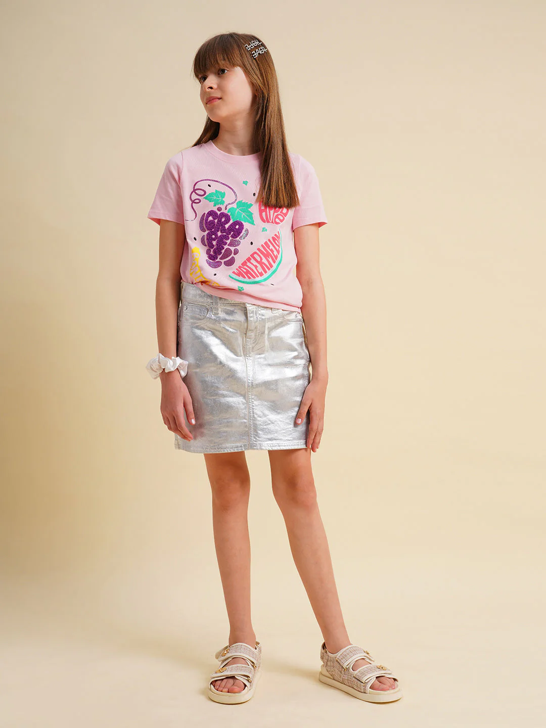 Girls Silver Shimmer Skirt
