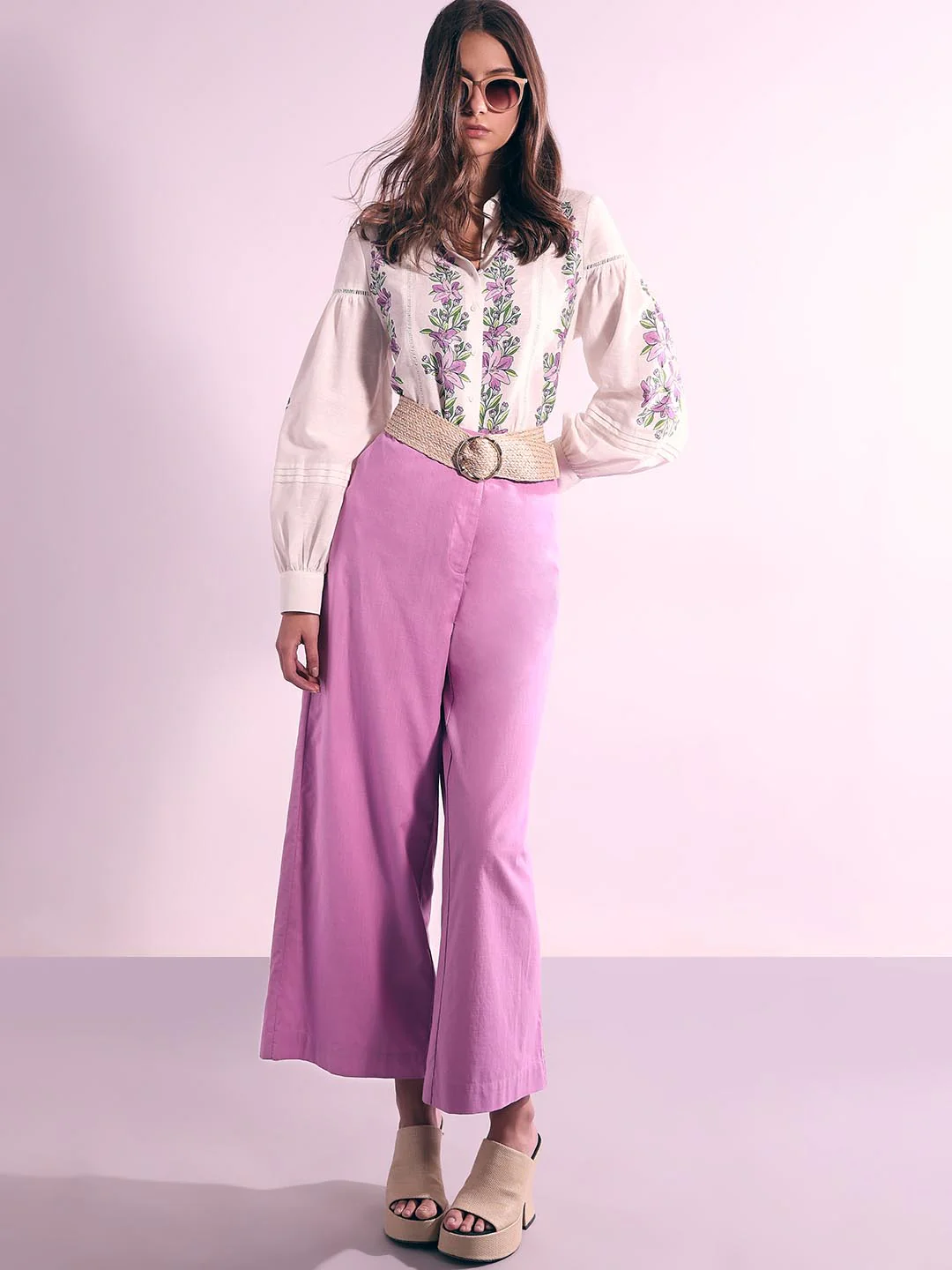 Vero Moda Purple High Rise Flared Pants