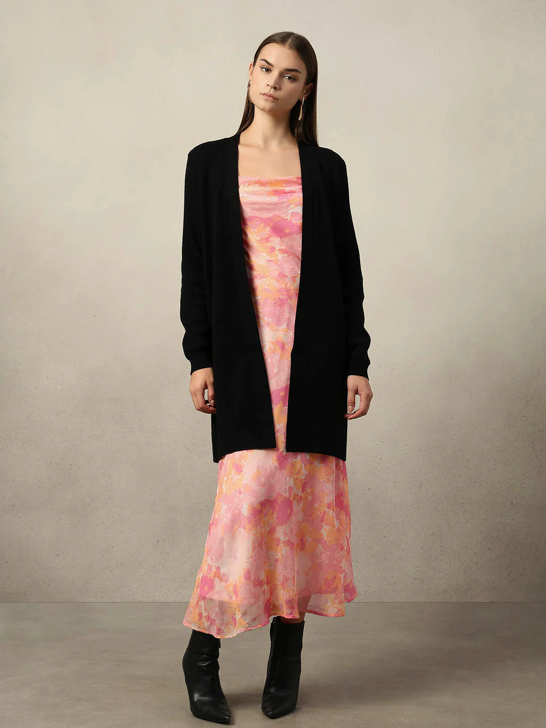 Long Front Open Cardigan