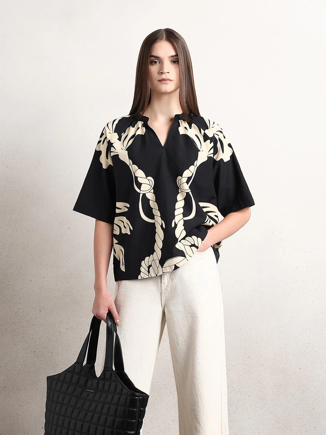 Black Printed Top
