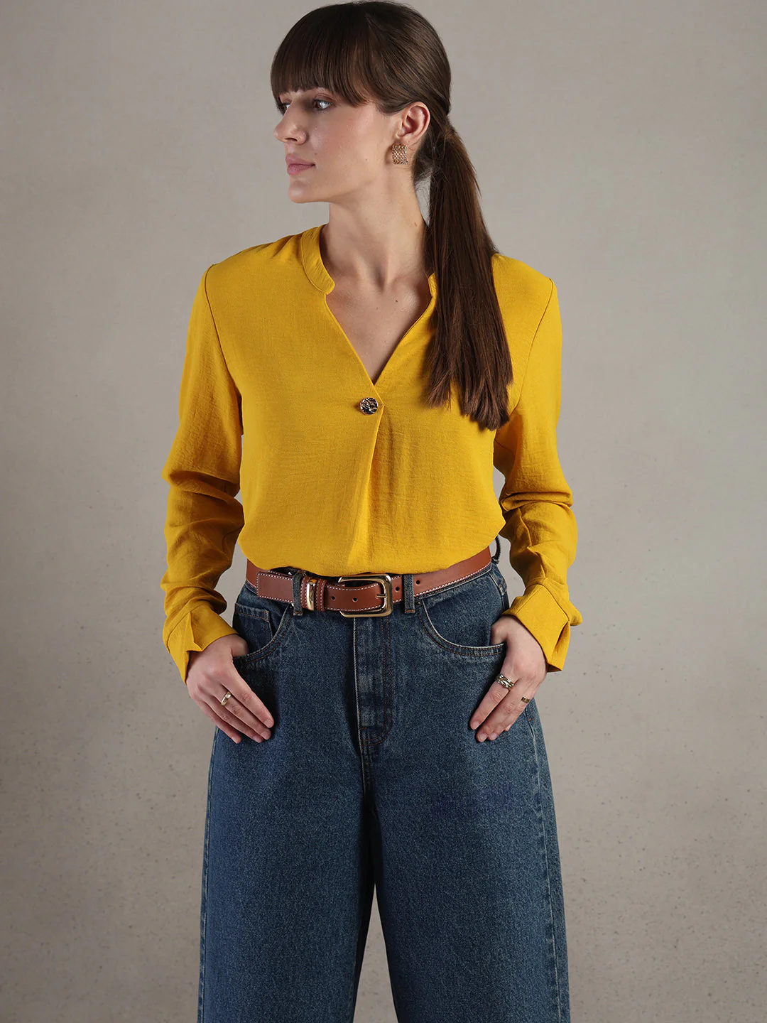 Yellow Regular Fit Top
