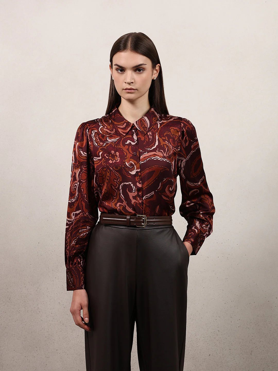 Brown Printed Shirt