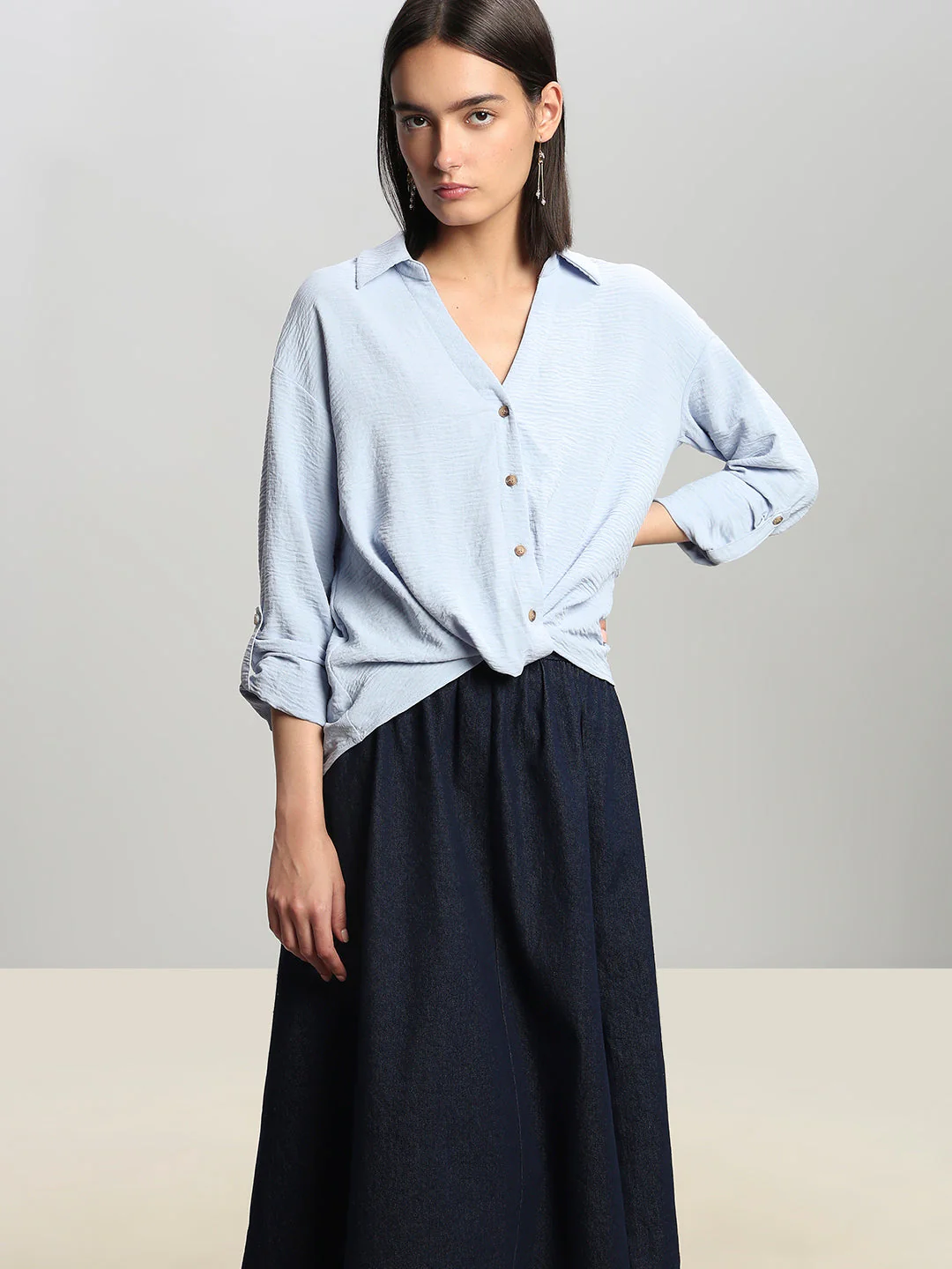 Button-Down Draped Shirt