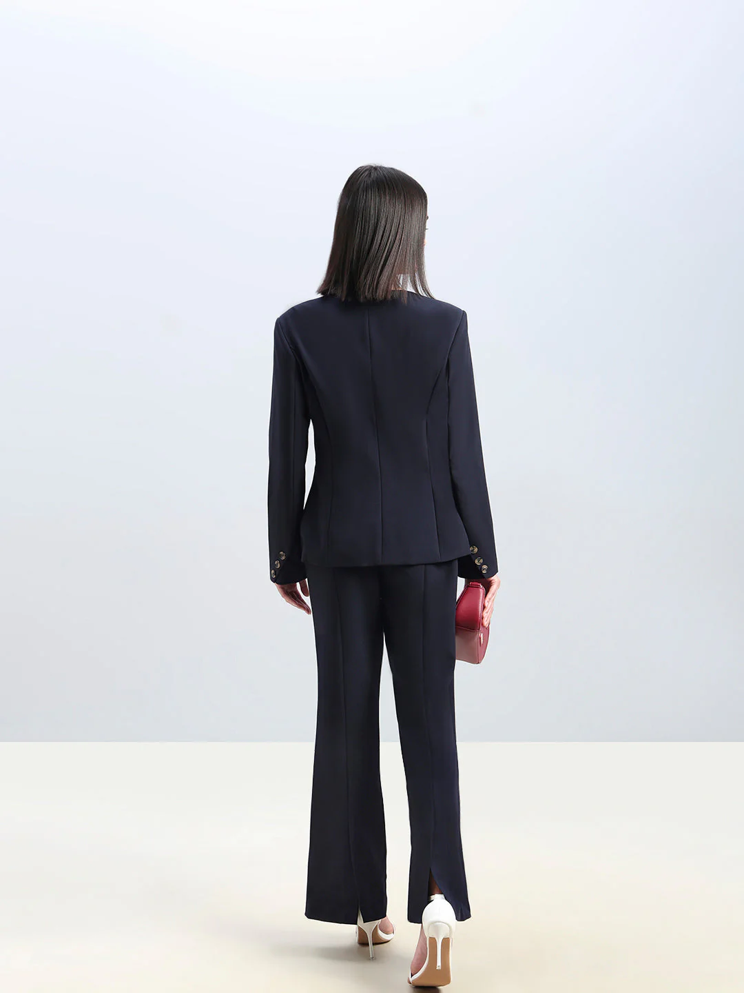 Navy High Rise Flared Pants