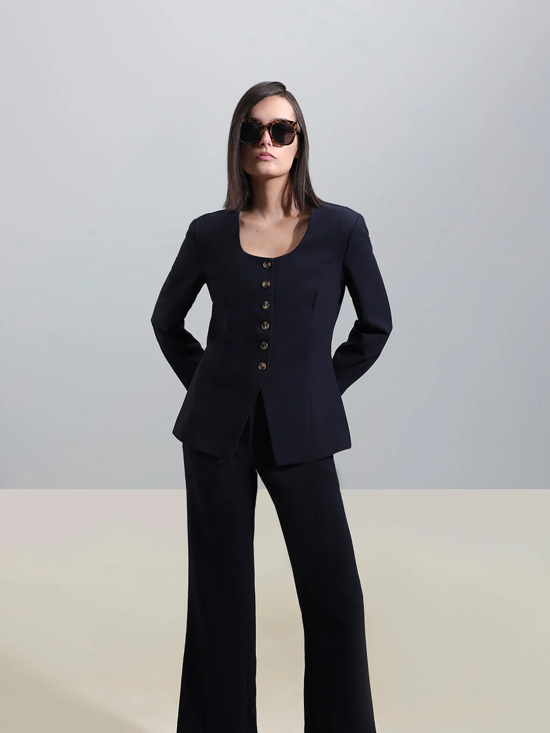 Navy Blue Structured Blazer