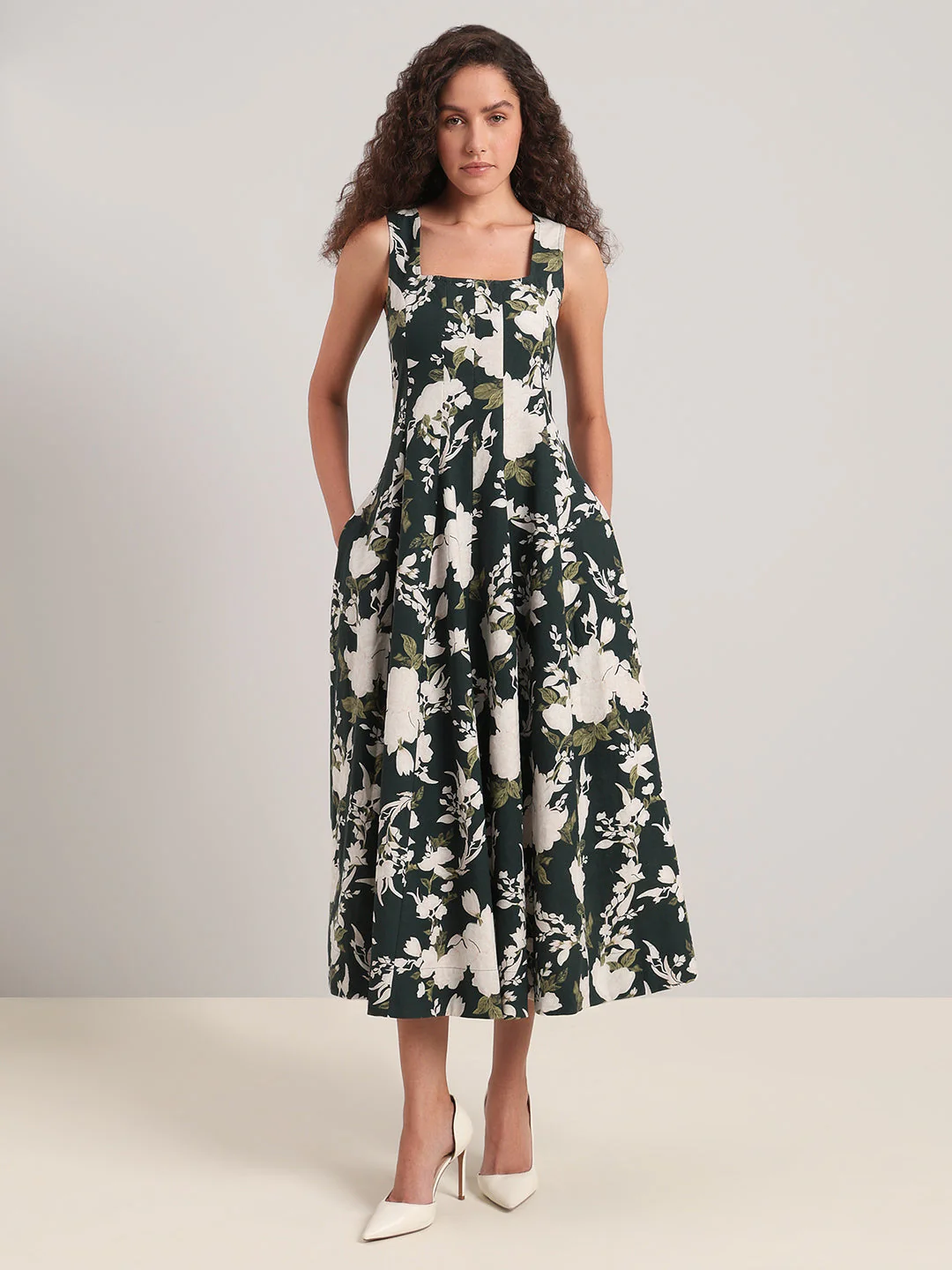 Floral Sleeveless Midi Dress - Image 2
