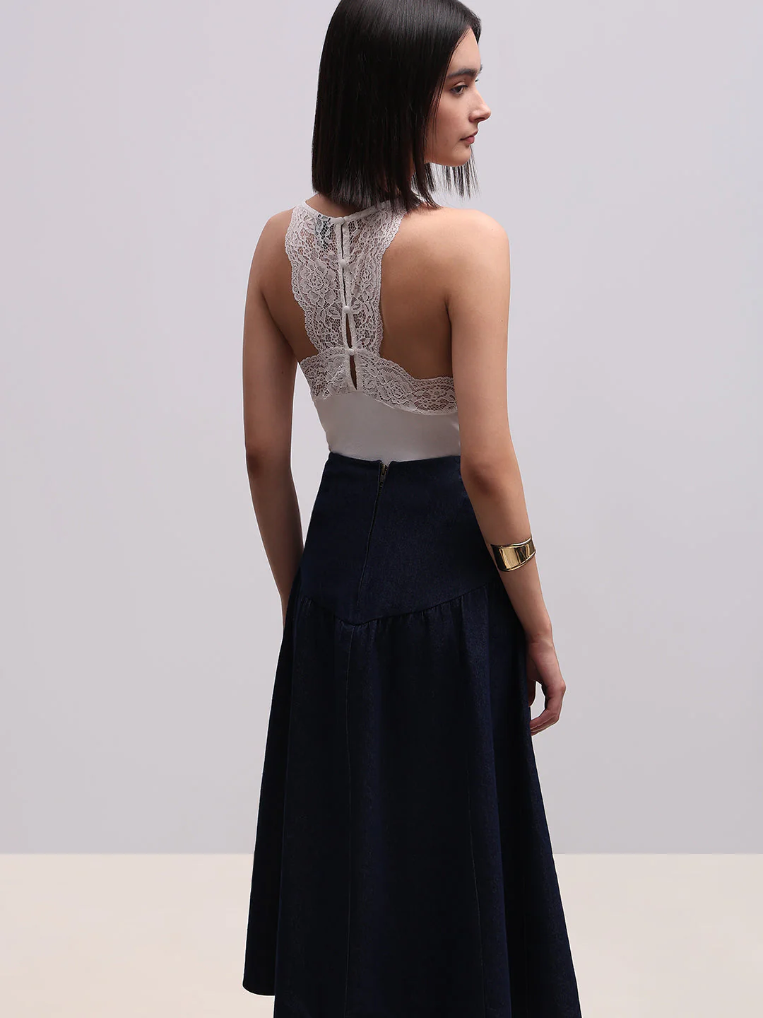 White Lace Detail Cami Top