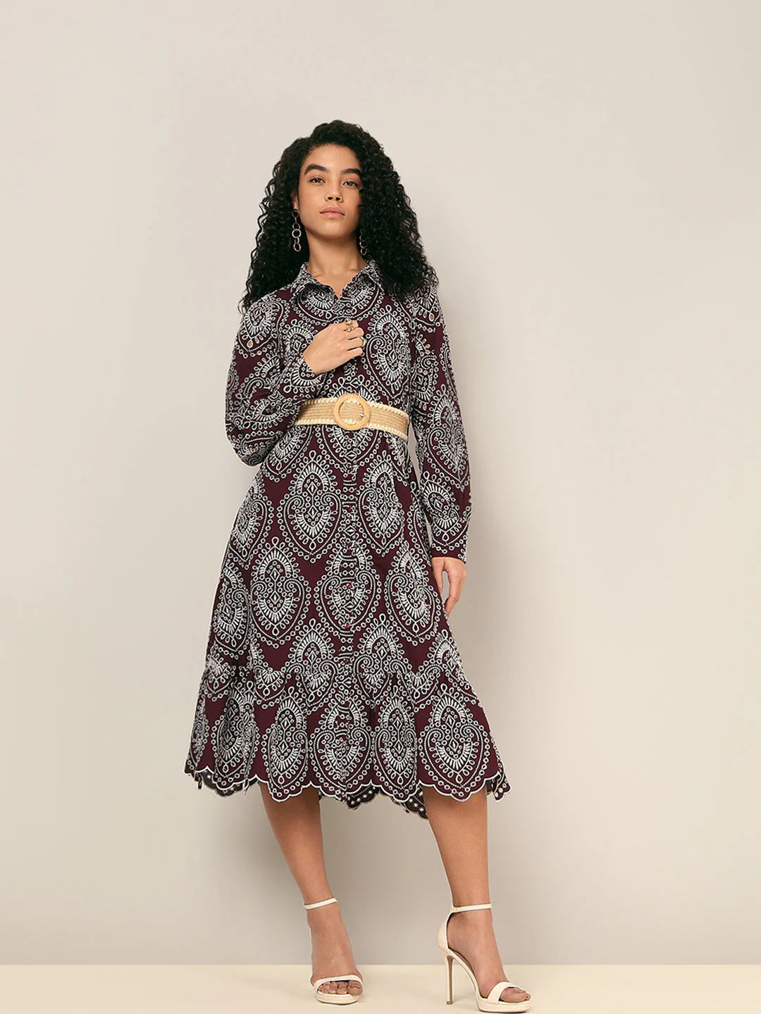 Embroidered Cotton Shirt Dress
