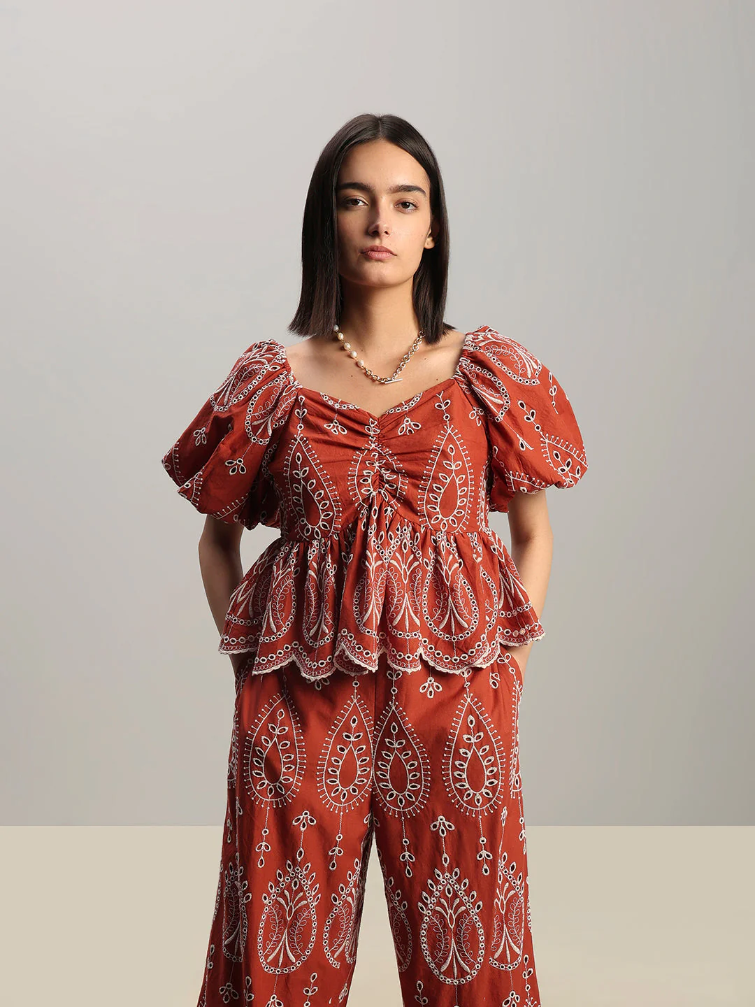 Rust Cotton Cropped Top