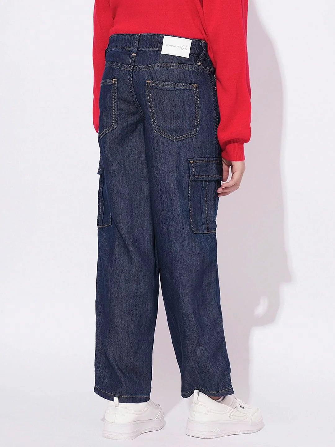 Girls Dark Blue Flared Jeans - Image 3
